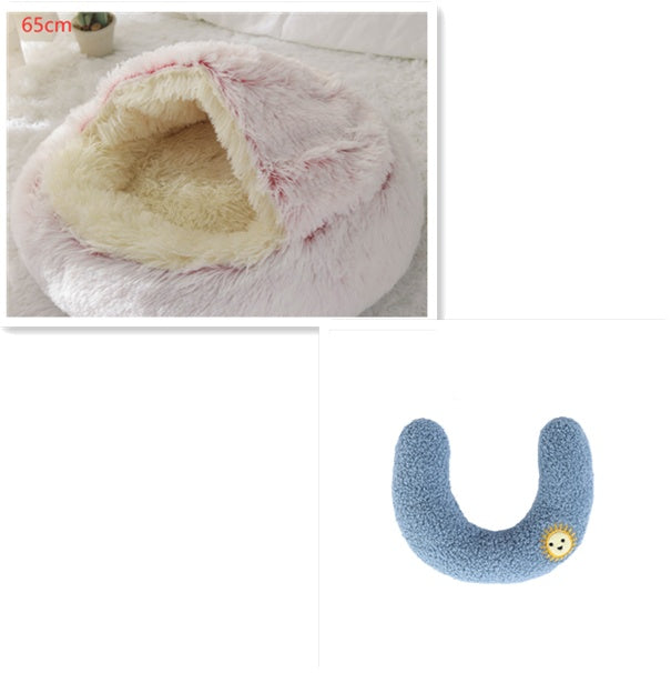 2-in-1 Round Plush Winter Bed for Pet