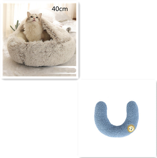 2-in-1 Round Plush Winter Bed for Pet