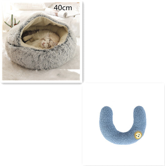 2-in-1 Round Plush Winter Bed for Pet