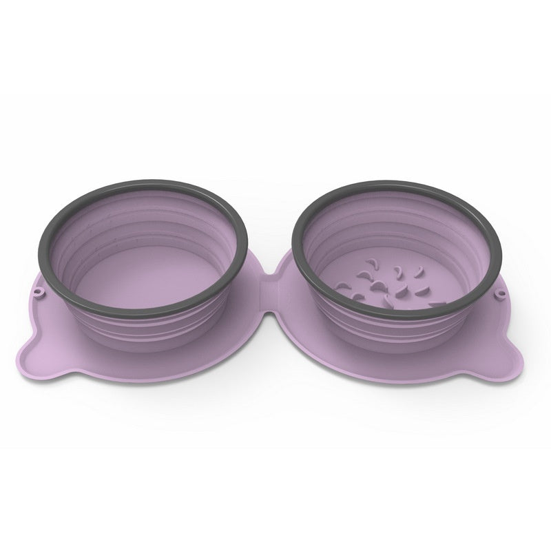 Portable Silicone Double Feeding Bowls for Pet