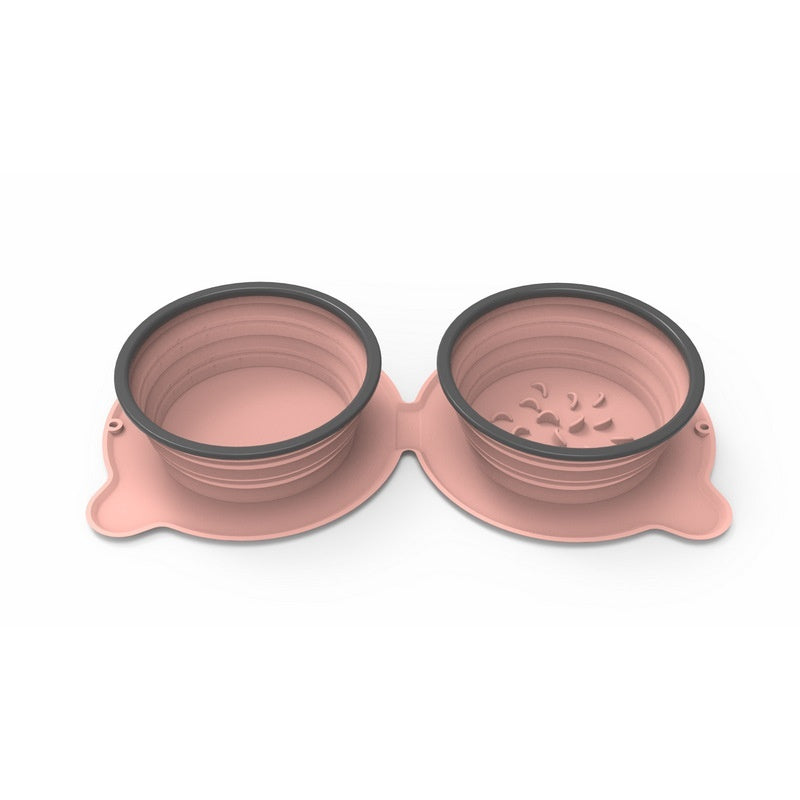 Portable Silicone Double Feeding Bowls for Pet