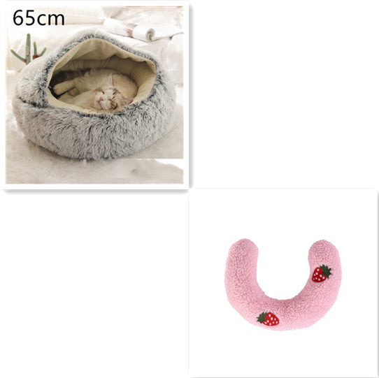 2-in-1 Round Plush Winter Bed for Pet
