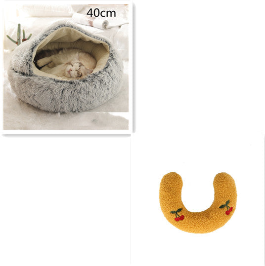 2-in-1 Round Plush Winter Bed for Pet