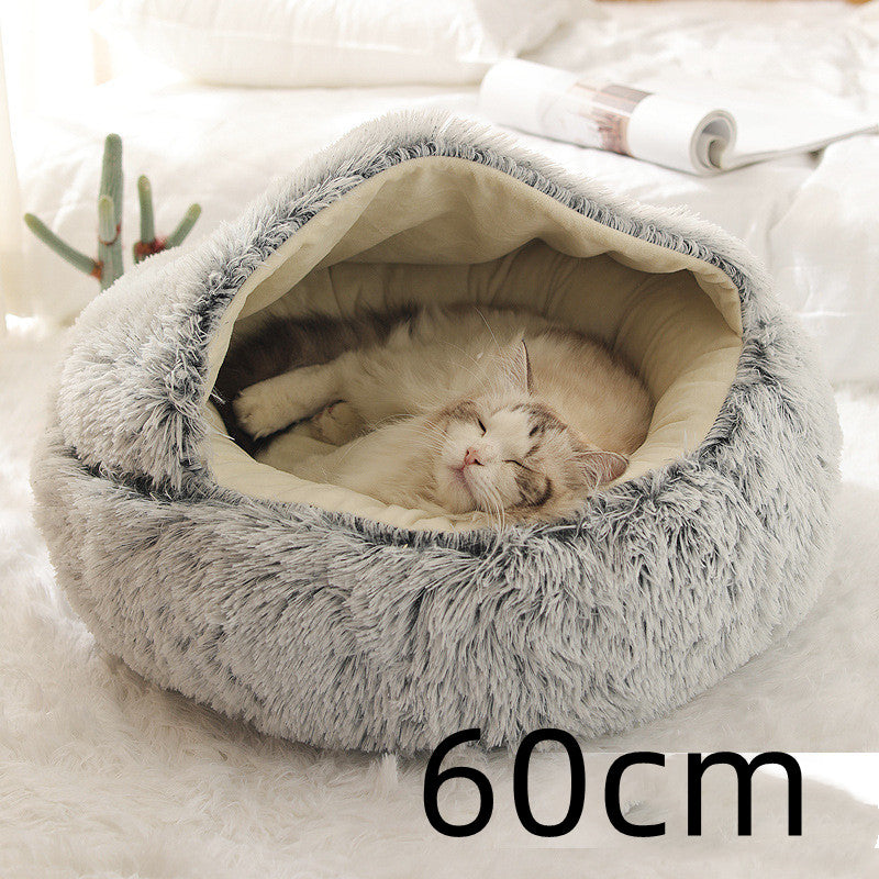 2-in-1 Round Plush Winter Bed for Pet