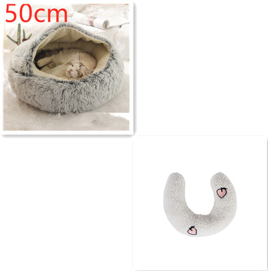 2-in-1 Round Plush Winter Bed for Pet