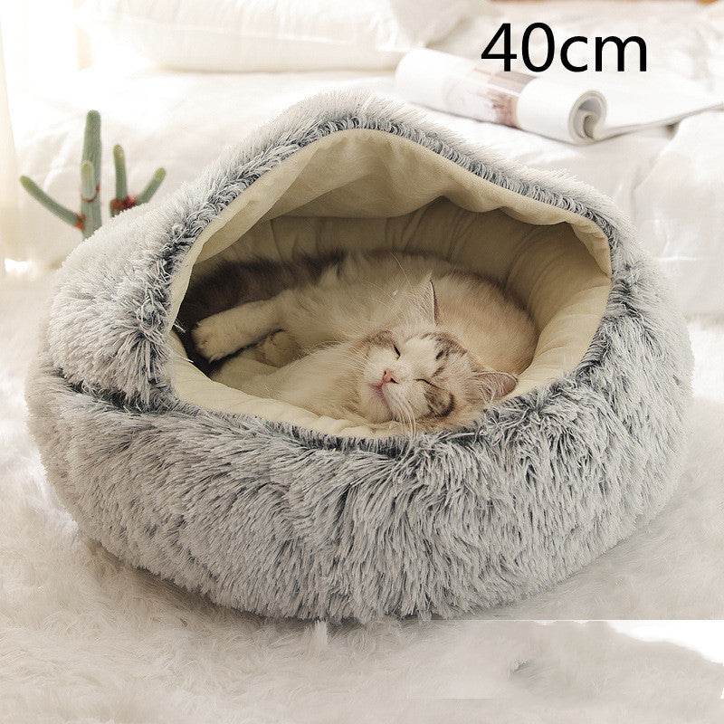 2-in-1 Round Plush Winter Bed for Pet
