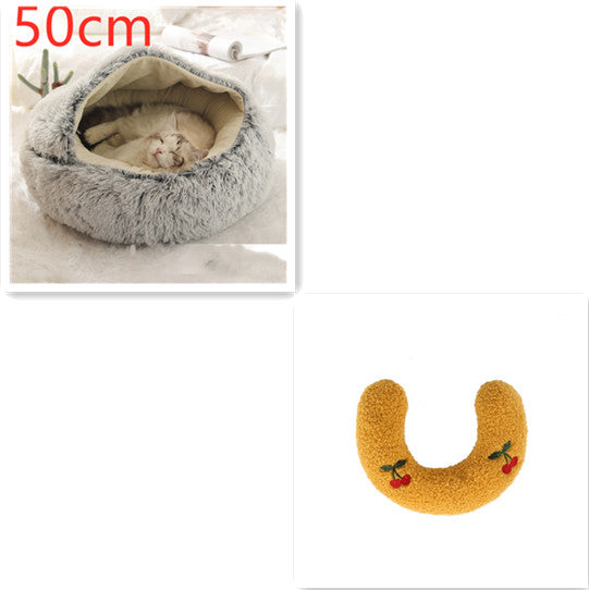 2-in-1 Round Plush Winter Bed for Pet