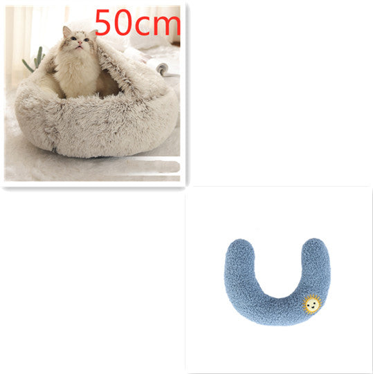2-in-1 Round Plush Winter Bed for Pet
