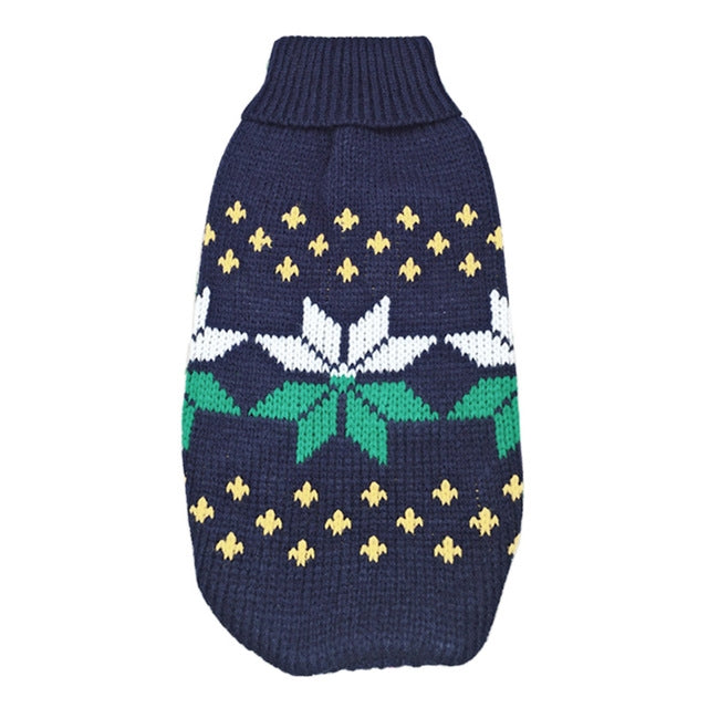 Christmas Maple Snowflake Turtleneck Knitted Sweater For Pets