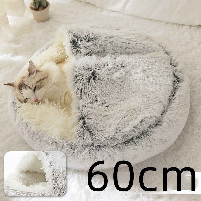 2-in-1 Round Plush Winter Bed for Pet