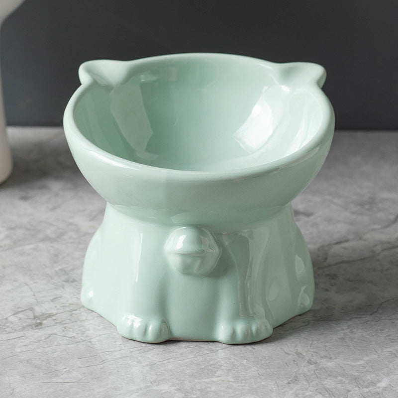 Cute Black Ceramic Elevated Drinking Bowl for Pet