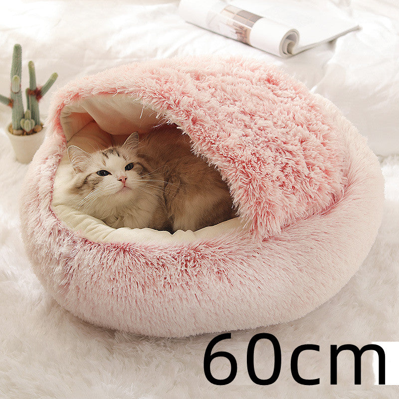 2-in-1 Round Plush Winter Bed for Pet