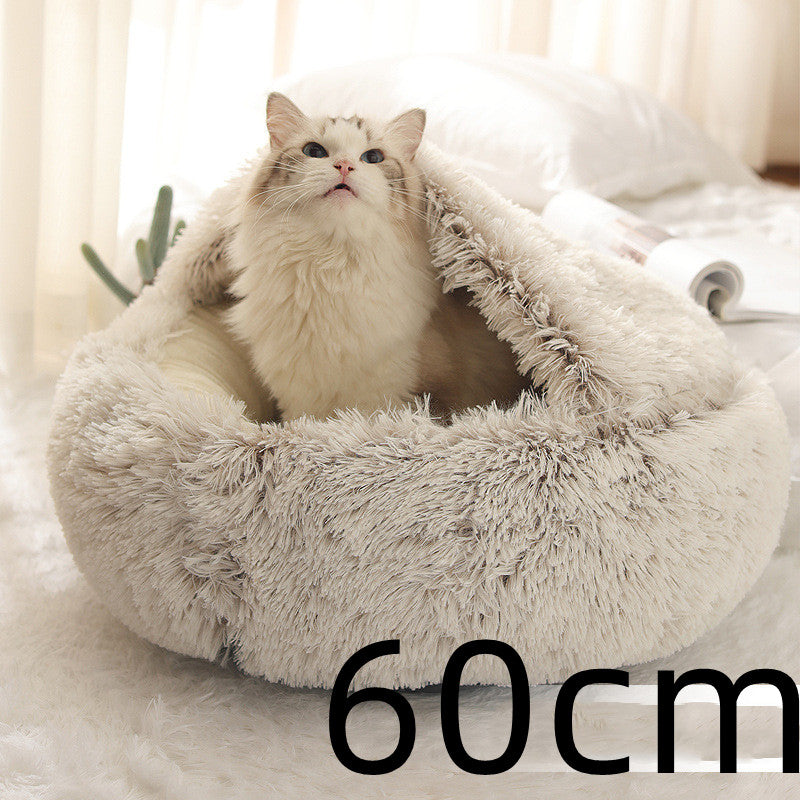 2-in-1 Round Plush Winter Bed for Pet