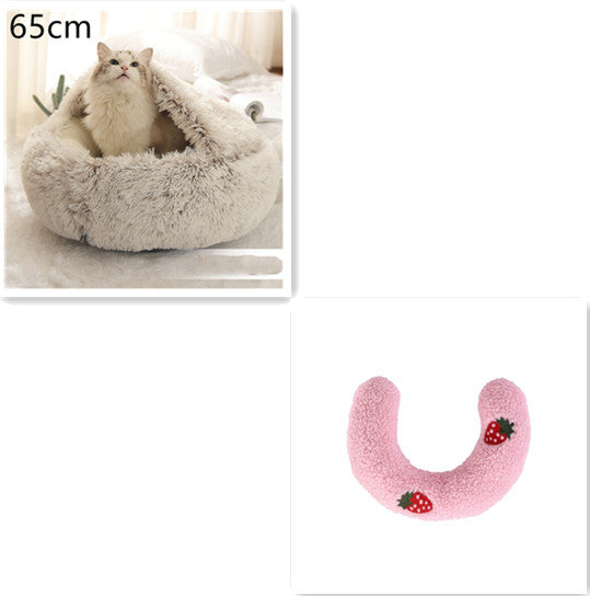 2-in-1 Round Plush Winter Bed for Pet