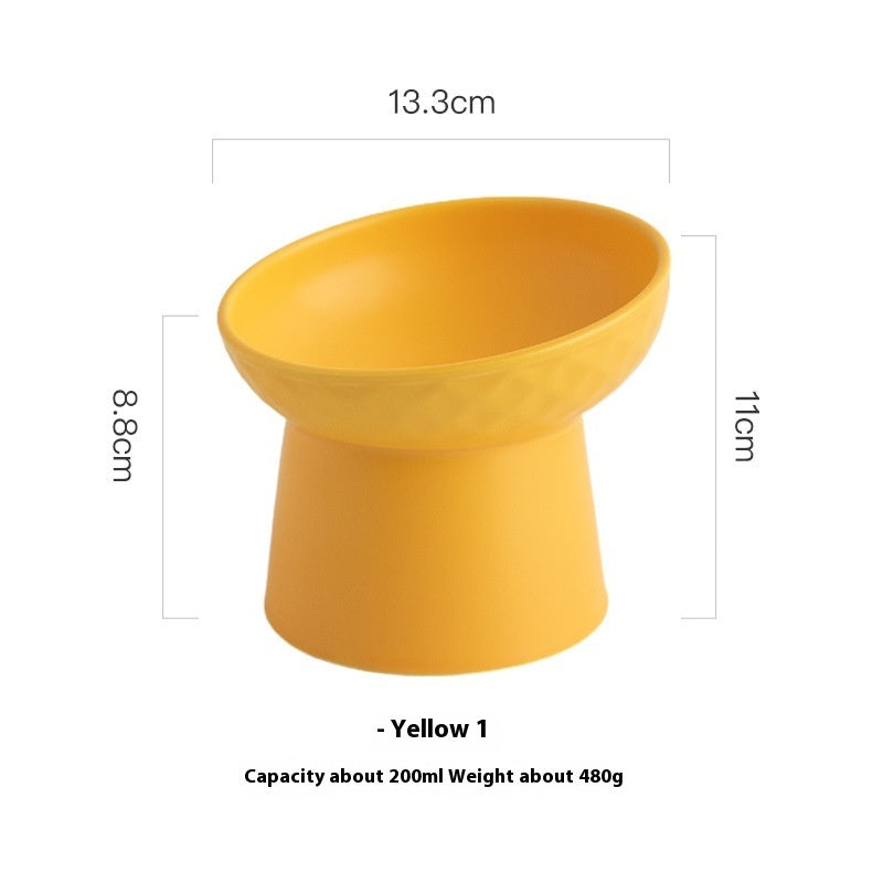 Oblique Rim Elevated Candy Color Bowl for Pet