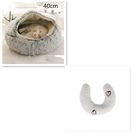 2-in-1 Round Plush Winter Bed for Pet