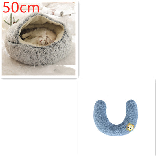 2-in-1 Round Plush Winter Bed for Pet