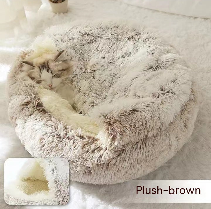 2-in-1 Round Plush Winter Bed for Pet