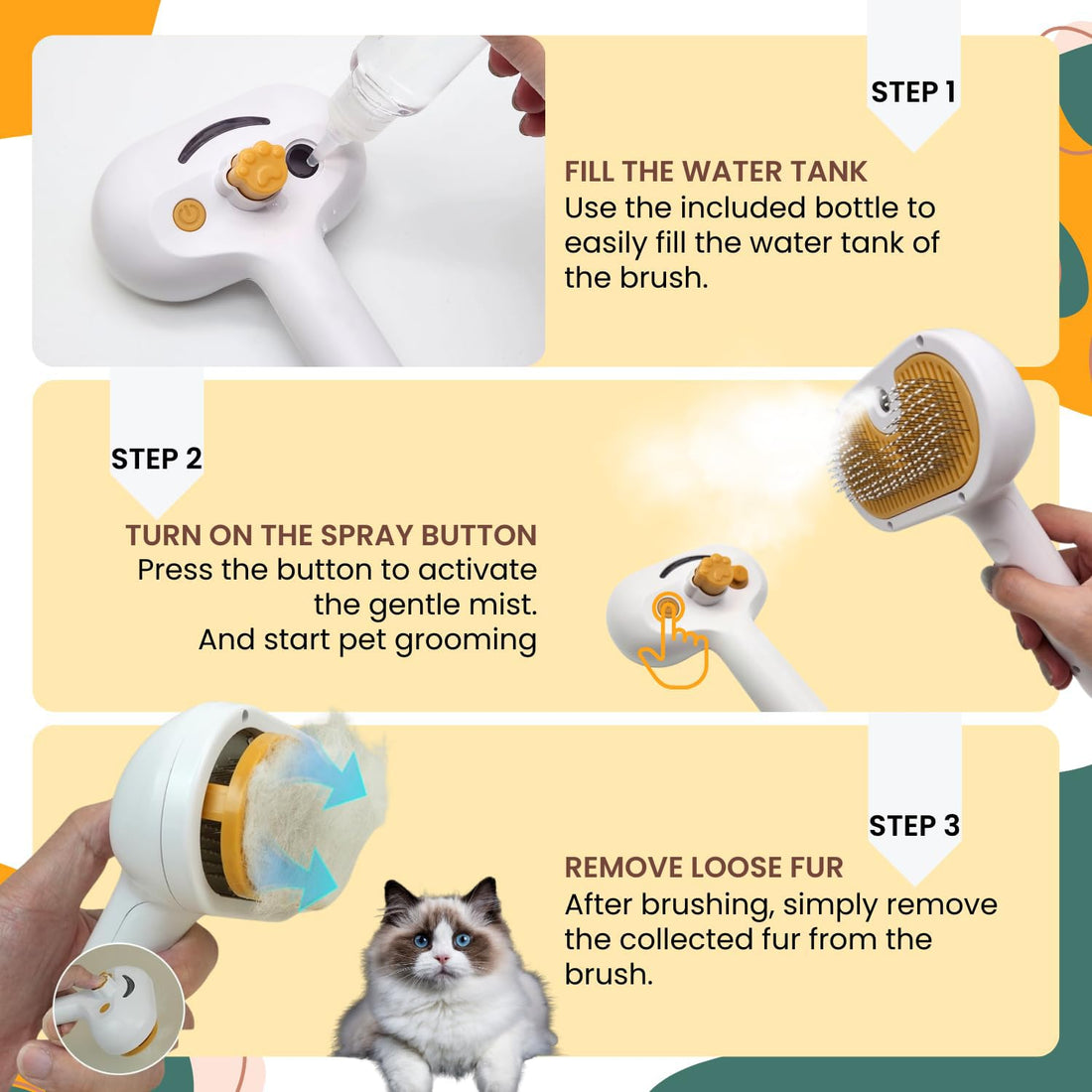 Mist Brush For Short And Long Haired Pets