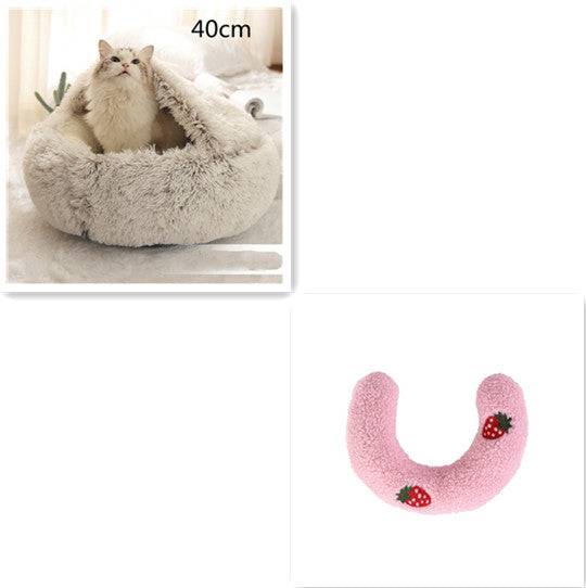 2-in-1 Round Plush Winter Bed for Pet
